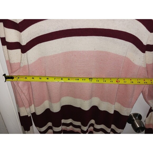 J Jason Wu Top Knit Women's XL Multi Striped Sweater Pink White Maroon **flaw** - Picture 9 of 12
